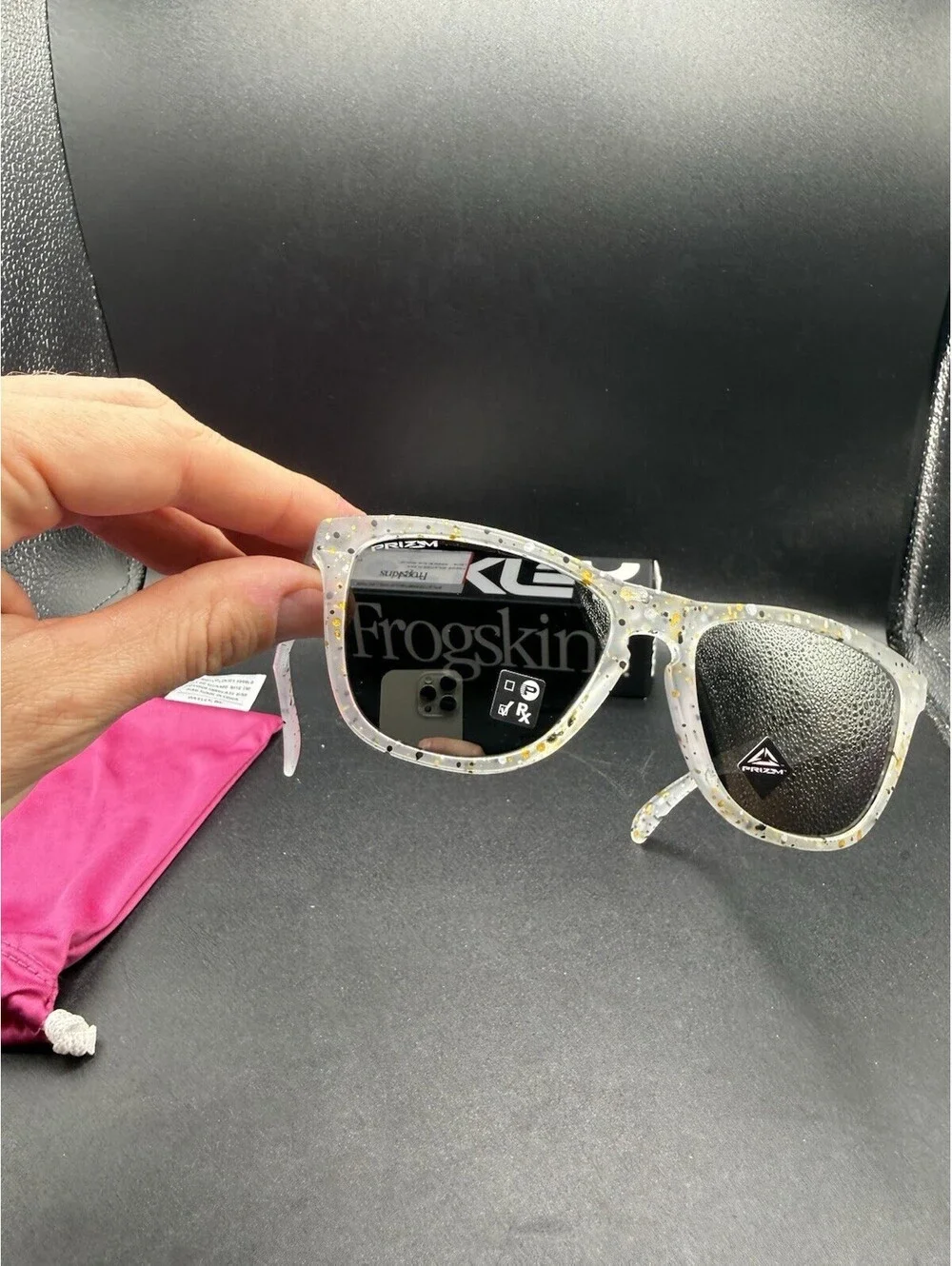 Oakley Frogskin Splatter Clear/Prizm Black Lenses OO9013-G655